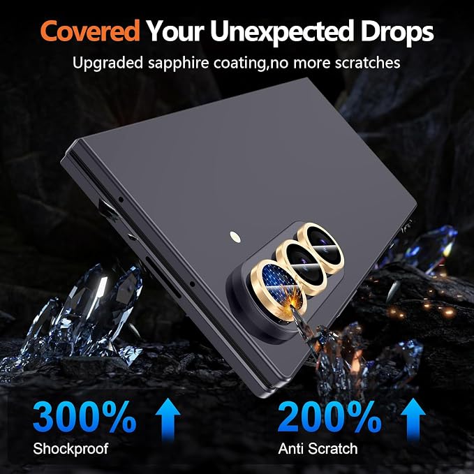 for Samsung Galaxy Z Fold 8 Ultra Camera Lens Protector, Individual Metal Ring Tempered Glass Lens Cover, [Strong Adsorption] Scratch Resistant Ultra-Thin HD Clear Lens Cover, 1 Set-Gold - Image 5