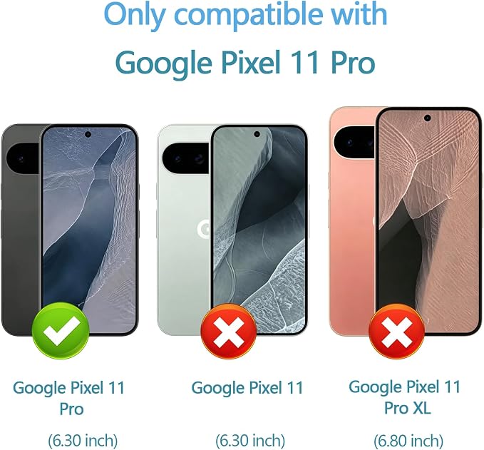 Anoowkoa 3 Pack Compatible for Google Pixel 11 Pro Screen Protector + 3 Pack Google Pixel 11 Pro Camera Lens Tempered Glass Protector 9H Hardness.Bubble-free.Support Fingerprint Unlock - Image 3