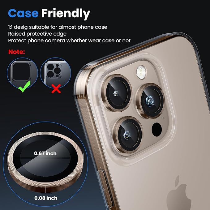 WSKEN for iPhone 16 Pro/iPhone 16 Pro Max Camera Lens Protector | Original Shooting Mode, Individual Metal Cover Film, Shatterproof HD Tempered Glass Camera Screen Protector, Desert - Image 5