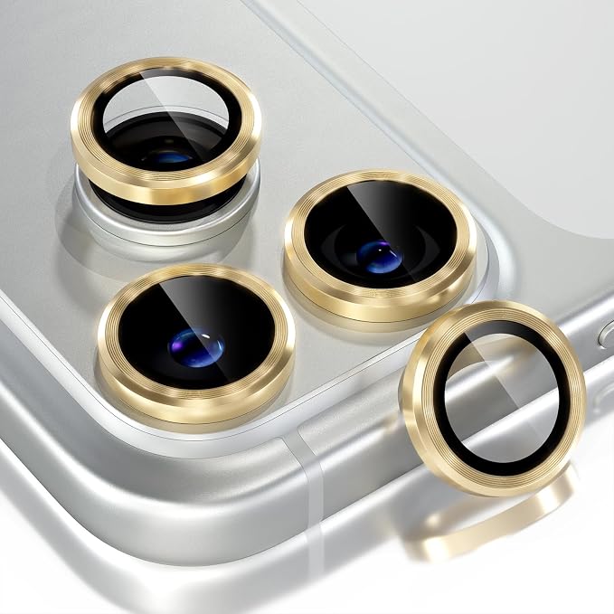 Choiche for iPhone 17 Pro/iPhone 17 Pro Max Camera Lens Protector | Ultra HD, 9H Tempered Glass Camera Cover Screen Protector Metal Ring Decoration Accessories (Gold) by Choiche