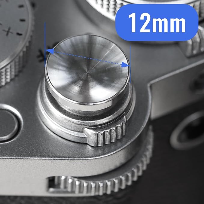 Haoge 12mm Metal Shutter Release Button for Fujifilm XT5 XM5 XT50 GFX100RF XE5 Nikon Zf DF and Leica Q3 43 M10 M-11 Sony rx1r iii Concave Surface Silver,New Version: Diameter 12mm - Image 2