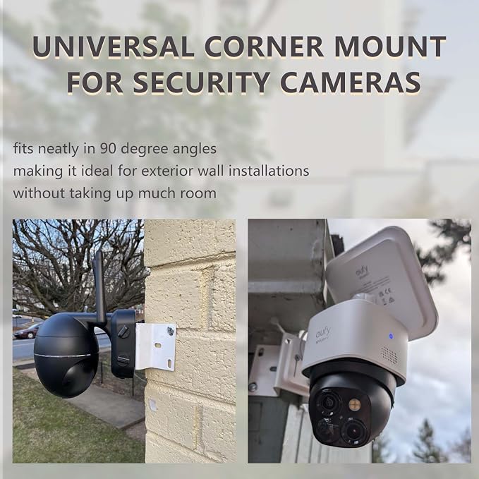 Outdoor Security Camera Corner Mount, White Metal Bracket, 4 Pack | 90-degree clamp, 2.2-4.3 in diameter range, eaves and stairwell placement, hardware included - Image 5
