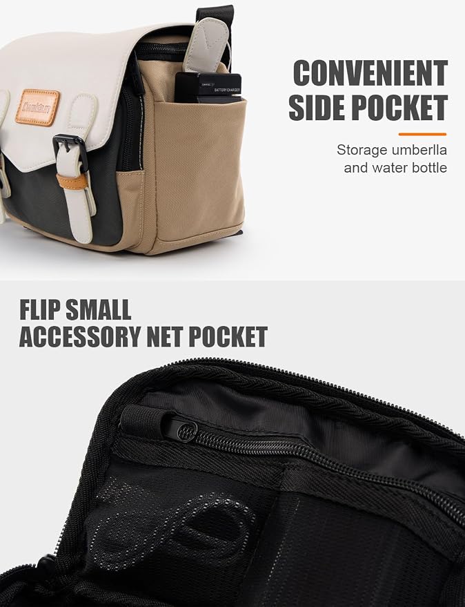 Cwatcun Compact Camera Sling Bag, Small Crossbody Case with Tripod Holder | Camera Messenger Bag, Photography Bag for Canon, Nikon, Sony, Fuji DSLR/SLR/Mirrorless, Lens.Fits 1DSLR+1lens - Image 5