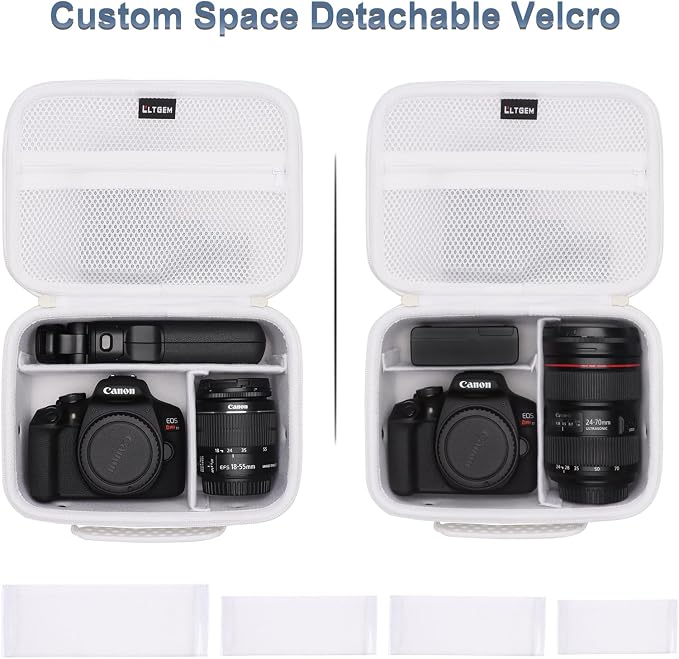 Small Camera Case Bag for Canon EOS Rebel T7/R50//R100 DSLR Camera White | Hard Carrying Travel Case for Canon EOS Rebel T7/R50//R100/R6 Mark II/R8/R6 Mark III/R50 V/T6/R10/R5 Mark II DSLR SLR Camera - Image 2