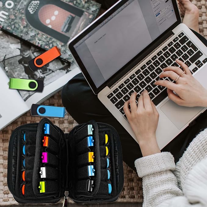 Flash Drive Case 20 Slots Storage Case JBOS USB Holder Storage Bag for Flash Drive Electronic Accessories Organizer for Memory Stick, Jump Drive, Thumb Drive, USB Cases - Image 4