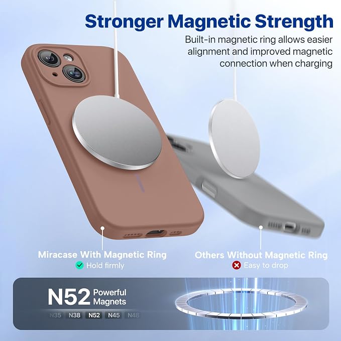 miracase Magnetic for iPhone 15 Case, [Soft Anti-Scratch Microfiber Lining], Compatible with MagSafe, Liquid Silicone Case Shockproof Drop Protection Phone Case for 15,Chocolate - Image 4