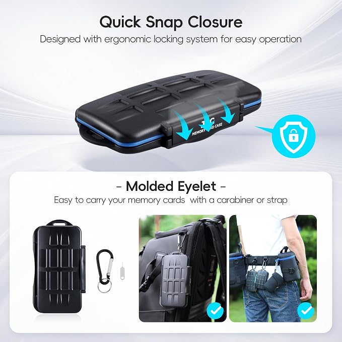 JJC CF Card Case SD Card Case Micro SD Card Case TF Card Case CF Card Holder SD Card Holder Micro SD Card Holder TF Card Holder for 6 CF & 12 SD & 18 Micro SD Card,Water-Resistant and Shockproof | 36 Slots CF Card Storage Case, IPX6 Water-Resistant & S... - Image 6