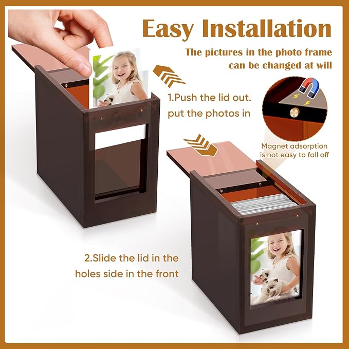 Acrylic Polaroid Frame & Photo Storage Box,for Instax Mini Polaroid Film, 2x3 Instax Frame,with Magnetic Sliding Cover Photos Display,Graduation Gifts Wedding Guest Book Alternative for Reception - Image 4