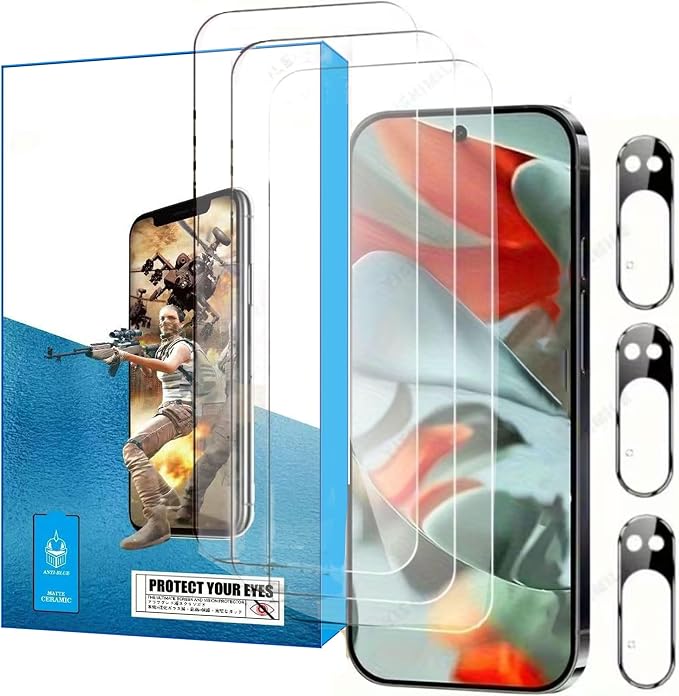 XDesign 3+3 Pack for Google Pixel 10 Pro Screen Protector 6.3 inch, 3 Pack Tempered Glass Screen Protector&3 Pack Camera Lens Protector by XDesign