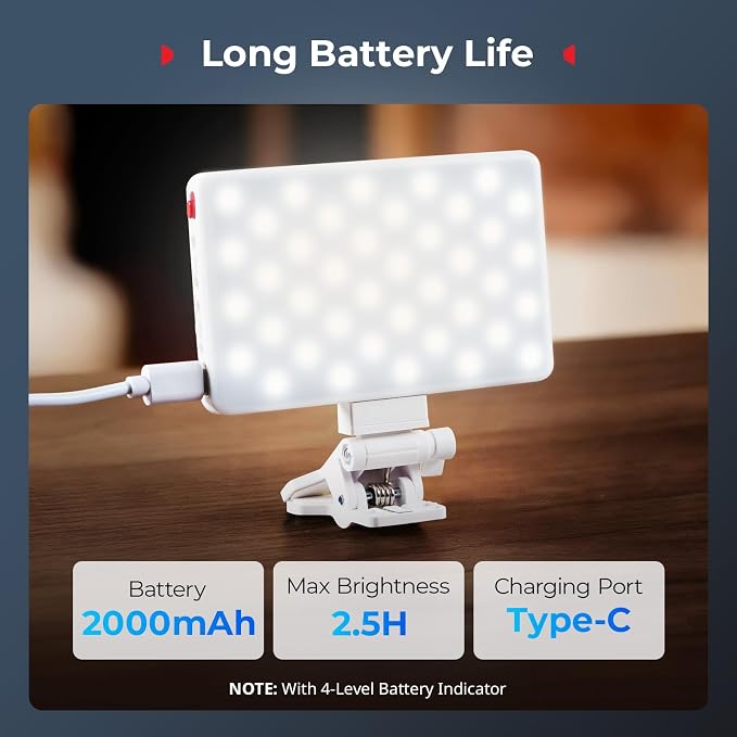 SmallRig M3 Magnetic Selfie Phone Light with Clip, Portable Light | 2000mAh, 120 LEDs, 2700K-6500K, for Content Creators Video Recording, for iPhone/Laptop/Camera/Webcam (White) - 5640 - Image 6