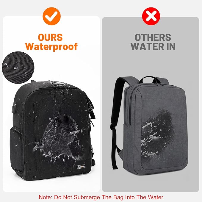 Cwatcun Professional Camera Backpack - Waterproof DSLR/SLR/Mirrorless Camera Case - Compatible with Sony, Canon, Nikon - Large Black - Image 5