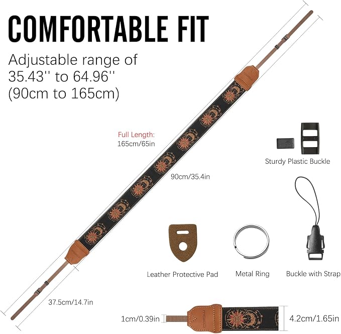 MoKo Camera Strap Compitable with Canon/Sony/Nikon/Minolta/Panasonic/DSLR | Cotton Vintage Camera Strap,Adjustable Neck Shoulder Strap,for Camcorder,Binoculars,for Adults Kids, Helios Moon God - Image 5