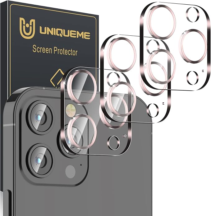 UniqueMe 3 Pack Lens Protector for iPhone 13 Pro/Pro Max 6.1/6.7"-Pink | Case Friendly, New version, Scratch-Resistant, Easy Installation by UniqueMe