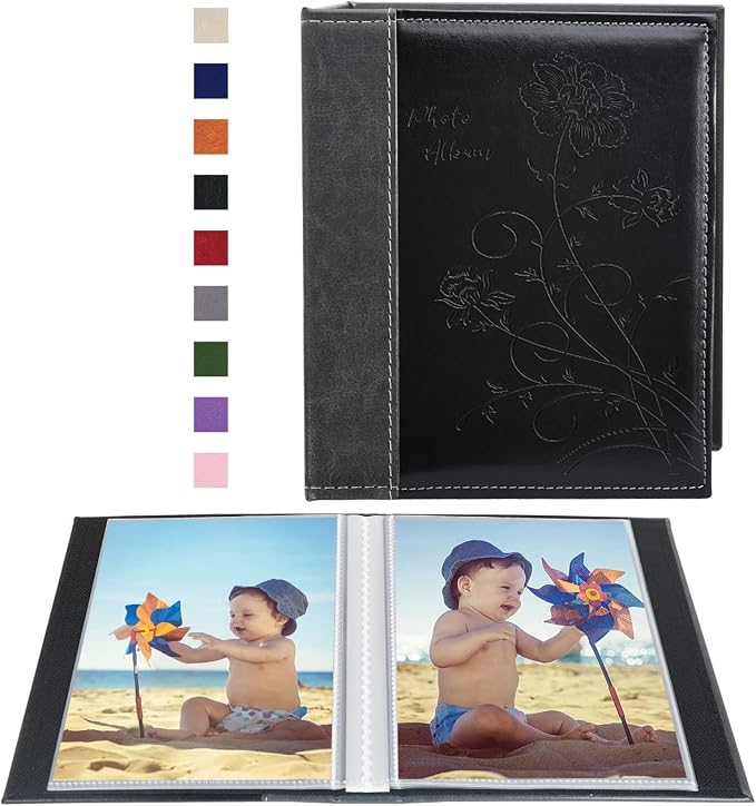 Artmag Photo Album 5x7 Clear Pages Pockets Leather Cover Slip Slide in Photo Album Book Holds 50 Vertical 5x7 Photos Picture Book for Wedding Family (Black) by Artmag