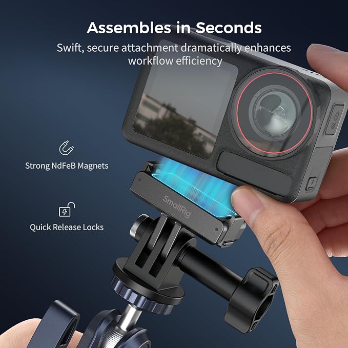 SMALLRIG Quick Release Mount 2-Pack for DJI Osmo 360/Action 5 Pro/4/3-5813 | 2-Prong Mount Adapter for Magic Arm/Selfie Stick/Crab Clamp, for DJI Osmo 360 & Action 5 Pro/4/3 - Image 3