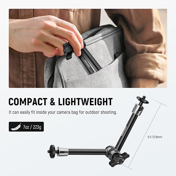 NEEWER 9.8"/25cm Adjustable Friction Magic Arm with 1/4" Screw on Both Ends, Compatible with SmallRig Cage, Flash/LED Light/Microphone/Monitor/SuperClip, Max Load 4.4lb/2kg, ST08 - Image 5