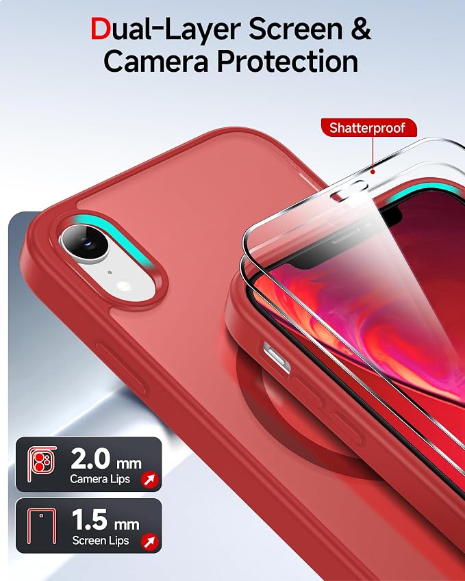 LeYi for iPhone-XR Phone Case Red with Screen Protector X2 + Camera Cover X2:[ MagSafe Compatible] Magnetic Cases for i Phone 10 iphoneXR Military Grade Protective Slim Matte Funda para 10XR, Red - Image 2