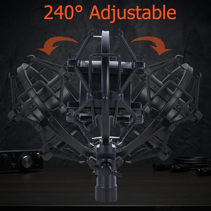 Microphone Shock Mount, Metal Mic Holder Clip for 1.85-2.05"(47-52mm) Diameter Condenser Mics Reduce Vibration Noise and Improve Recording Quality for AT2020, AT2020USB, AT2035+, TLM102 - Image 7