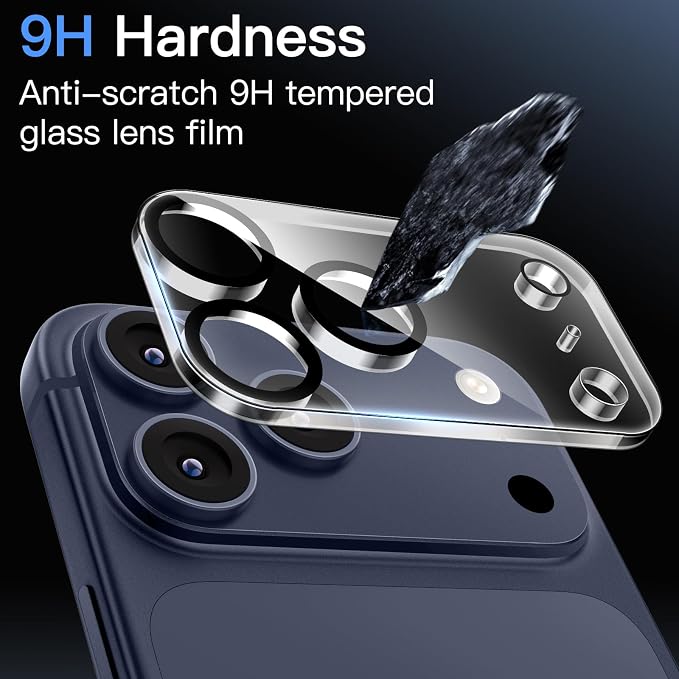 JETech Camera Lens Protector for iPhone 17 Pro Max, Clear, 3-Pack | 9H Tempered Glass, HD Clear, Anti-Scratch Protection, Night Shot Compatible, Case-Friendly - Image 4