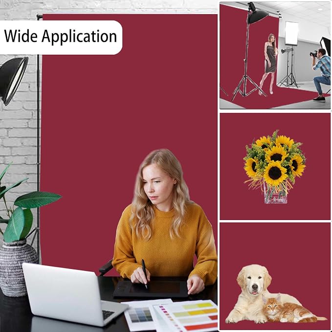 Burgundy Photography Backdrop for Photoshoot, Fabric 6x9ft | Versatile Studio Photo Backgrounds, Non Reflective, Easy to Use, for Portraits, Product, Party, Video Creation - Image 2