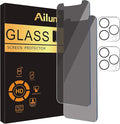 Ailun Privacy Screen Protector+Camera Lens Protector for iPhone 12 Pro | 2+2 Pack, 6.1 inch, Anti Spy Private Tempered Glass Film, HD by Ailun