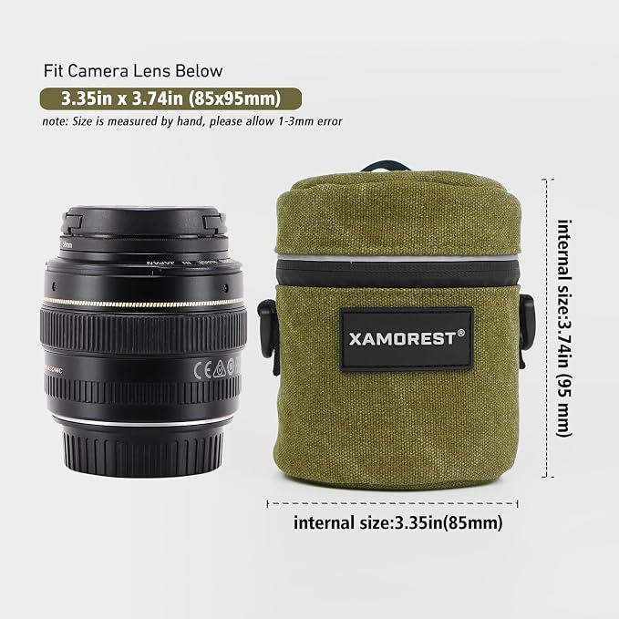 Camera Lens Case Lens Bag Compatible (3.15" x 3.74"(Canvas, Green)) - Image 4