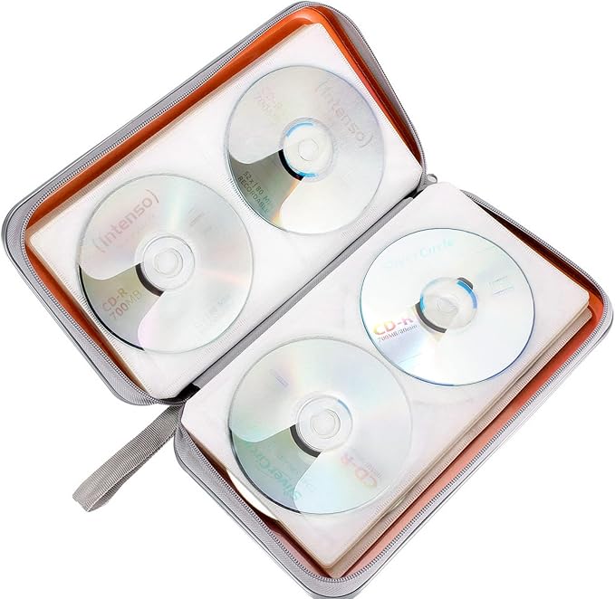 Siveit CD DVD Cases 96 Capacity Disc Storage Binder for Car(Orange) | Hard Plastic CD DVD Disc Cases Storage Binder Wallet for Car Home Office Travel - Image 5