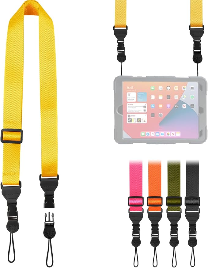 FIEIL Adjustable Shoulder Strap, Nylon Camera Strap, Comfortable Neck Strap for iPad, Cellphone Tablet, Camera, Laptop, Binocular, Luggage Bag (Bright Yellow Universal Lanyard) by FIEIL