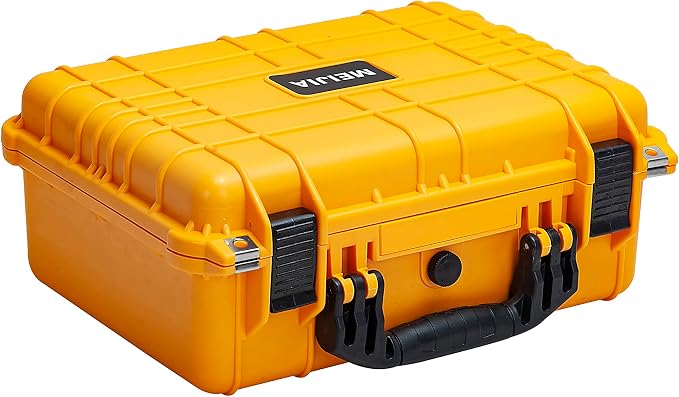 MEIJIA All Weather IP67 Waterproof Hard Camera Case,Hard Protective Case,Hard Case with Customizable Foam,Fit Use of Drones,Camera,Equipments,Pistols(Yellow,15.98x12.99x6.85inches) by MEIJIA