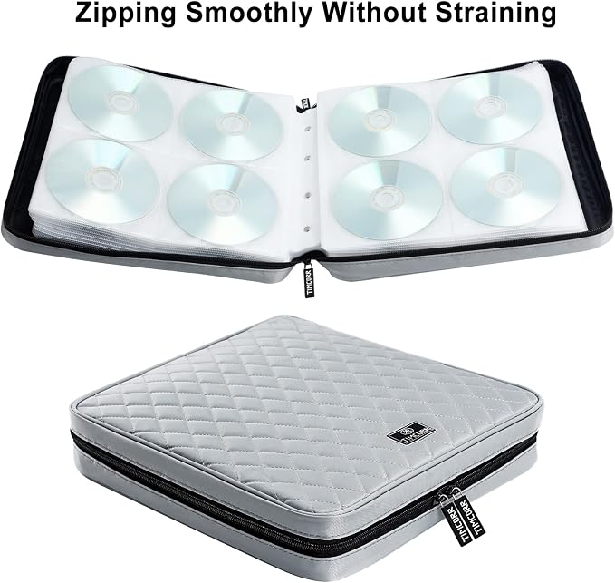 CD Case DVD Holder Storage: 160 Capacity DVD Cases Organizer Portable Wallet Storage - CD Plastic Protective Carrying Binder for Home Travel (Grey) - Image 3