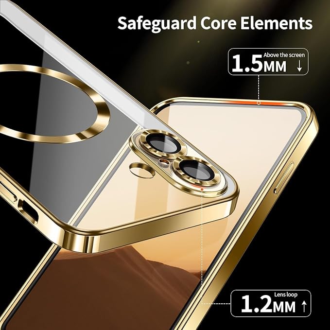 Magnetic Glossy Case for iPhone 17,iPhone17 Phone Case Slim Clear Luxury with Screen Protector & Camera Protector [Compatible with MagSafe], Shockproof Cover for iPhone Case 17-Black - Image 3