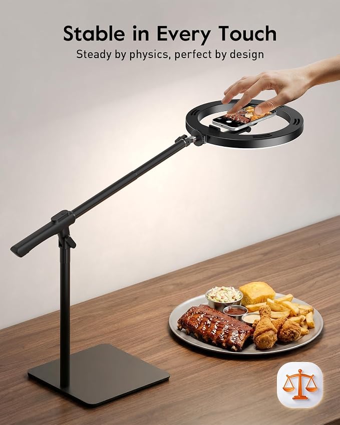 LUXSURE Ring Light with Magnetic Phone Holder, Overhead Phone Mount with 10" Selfie Light Phone Tripod with Ring Light and Remote, Phone Stand with Light for Video Recording - Image 5