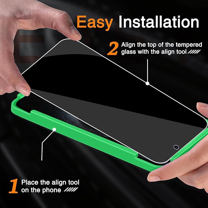 Wiaocit Tempered Glass Privacy Screen Protector for iPhone 15 Pro Max | 3+3 Pack, 9H Hardness, Camera Lens Protector, Installation Frame, Bubble Free, Case Friendly - Image 3