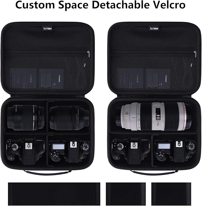 Medium Camera Case Bag for Canon/Sony/Nikon Camera and Multiple Lens Green | Hard Travel Carrying Case Bag for Canon/Sony/Nikon DSLR SLR Mirrorless Camera and Multiple Lens with 3 Dividers - Image 5