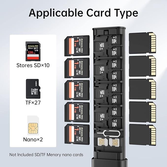 BUDI Pop-up Design 30 Slots Memory Card Case Crush & Shockproof Wallet for 27 Micro SD SDXC SDHC TF Cards and 6 Cards/Micro SDHC/Micro Holder Organizer,Case Storage - Image 3