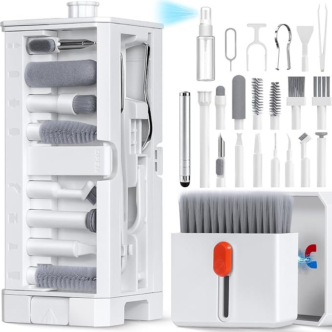 Inesore 32 in 1 Phone Cleaning Kit for iPhone AirPods MacBook Earbuds-White | Full Set of Multi-Size Tips, Wide Application, All-in-One Layered Storage, Tidy Accessory Storage, Dual Wet & Dry Clean Modes - Image 7