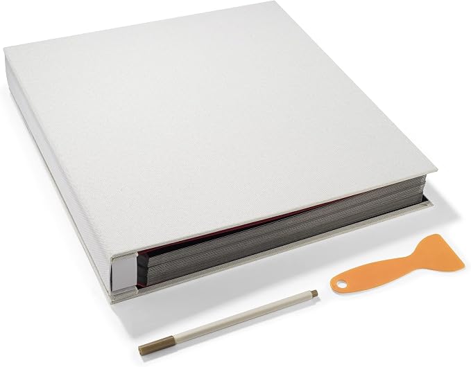 Large Photo Album Self Adhesive 4x6 5x7 3x5 8x10 Scrapbook Magnetic Album DIY Scrap Book Length 13 x Width 12.8 (Inches) 120 Black Sticky Pages Linen Cover DIY Photo Album(White) by HoneyTolly