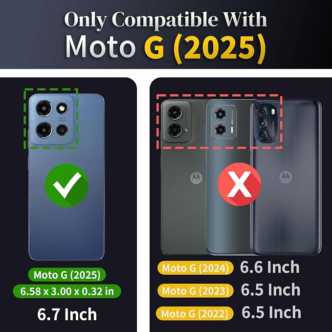 for Moto G 2025 Case with Screen Protector and with Camera Cover, 360°Military Grade Rotatable Kickstand (Heavy Duty) Shockproof Protective, Case for Moto G 2025 Light Blue - Image 2