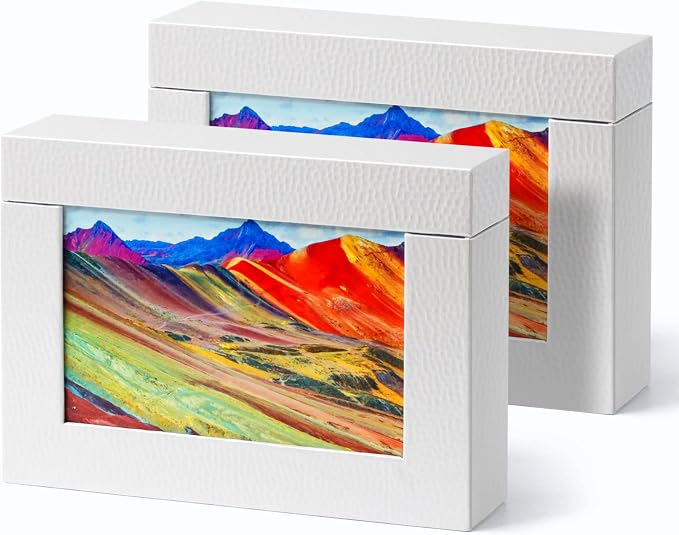 5x7 Photo Storage Boxes, Small Photo Storage Box Archival For Couple Photos, Postcards Box, Cardboard Photo Case For Pictures (2 Pack) by Aiuonenian