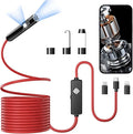 Endoscope with Light, 1920P HD Borescope with 8 Adjustable LED Lights, Semi-Rigid Snake Camera, IP67 Waterproof Inspection Tool (16.4ft, Red Harness + Dual Lens) by Unknown