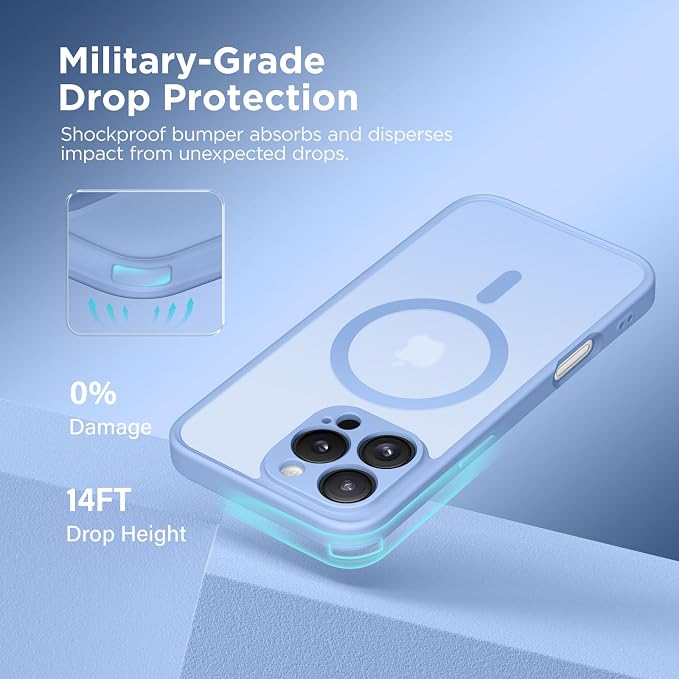 CAPRARO for iPhone 16 Pro Max Case, Compatible with MagSafe | Upgraded [Full Camera Protection] Protective Translucent Matte Women Girl Magnetic Phone Case Cover, Snow Purple - Image 5