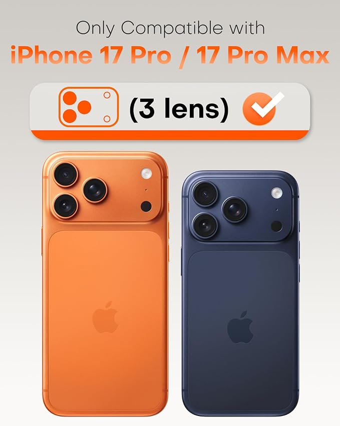 TOCOL Camera Lens Protector for iPhone 17 Pro Max/iPhone 17 Pro Tempered Glass HD Individual Scratch Resistant Camera Cover Accessories Case Friendly 2 Pack（Black） - Image 2