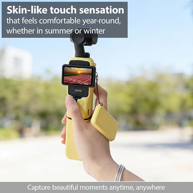 Case for DJI Osmo Pocket 3/Xtra Muse Camera, Soft Silicone Protective Case, Anti-Scratch, Slim Fit Skin with mic Cover and Screen Protector Accessories for Osmo Pocket 3/Xtra Muse (Yellow) - Image 3
