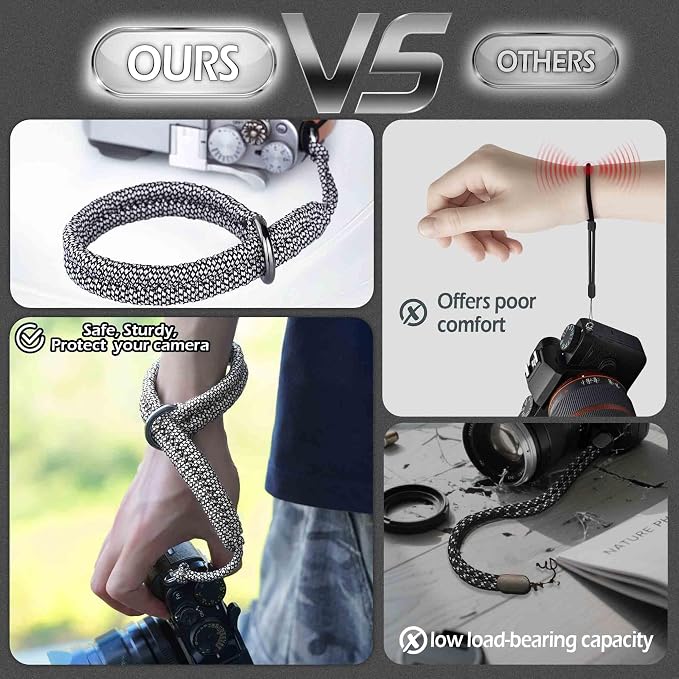Paracord Camera Wrist Strap Lanyard-Quick Release for DSLR Mirrorless White | Adjustable wrist size,High-strength paracord material, lightweight 1.16oz, secure metal clasp,Fits Canon Nikon Sony Fuji - Image 4