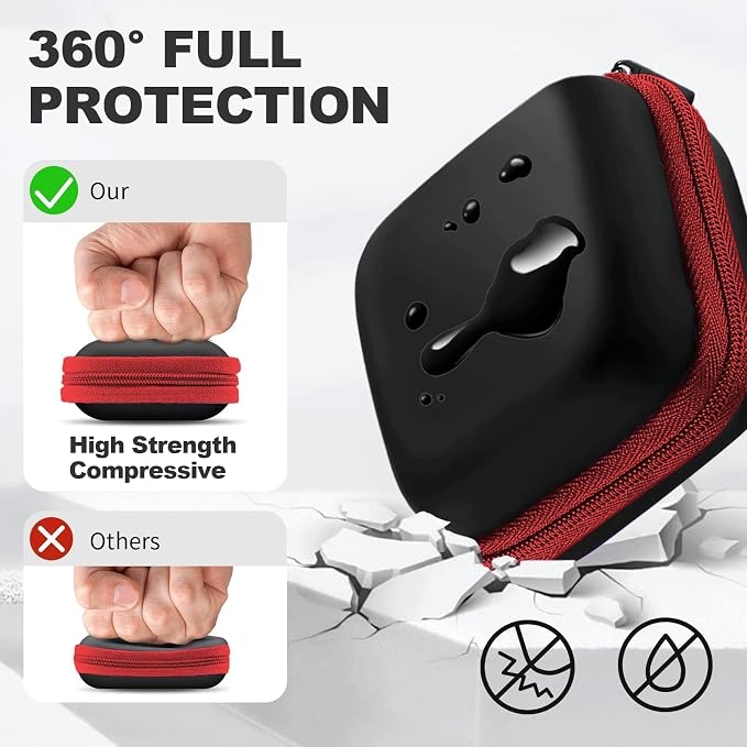 Square Earbud Case Portable EVA Carrying Case Storage Bag Cell Phone Accessories Organizer with Carabiner for Earphone, Earbud, Earpieces, SD Memory Card, Camera Chips, Tech Pouch, Red - Image 2