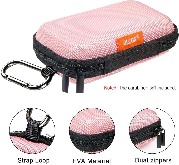 Pink Earbud Carrying Case, Lightweight Mini Universal Storage Pouch | Universal Bag for Wired Earbuds, Airpods, Bluetooth Headset, Wall Charger Adapter, USB Cable - Image 3