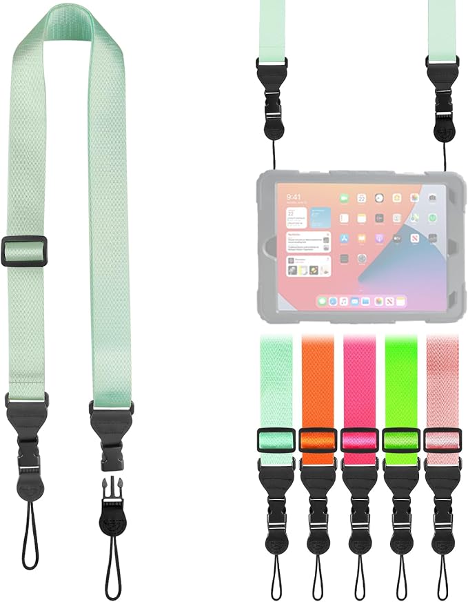 FIEIL Nylon iPad Strap, Adjustable Camera Neck Strap, Comfortable Shoulder Strap for iPad, Cellphone Tablet, Camera, Laptop, Binocular, Luggage Bag(Mint Green Universal Neck Lanyard) by FIEIL