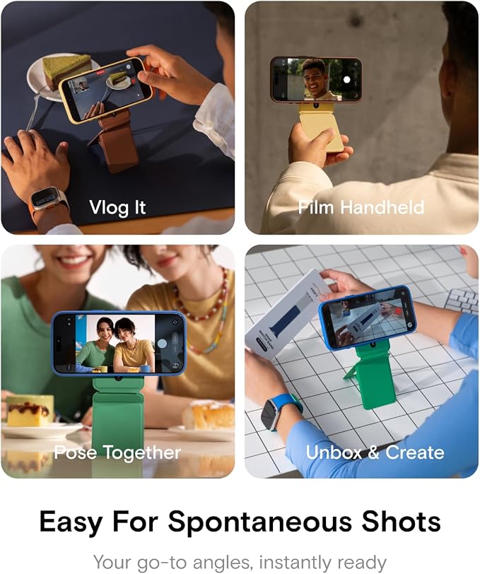 MOFT Phone Tripod Stand, Portable Selfie Stick for iPhone, Mulit-Angle | Pocket Size | Strong Magnets l MOVAS Leather | Magsafe Compatible | Easy to Charge | Stylish |For Content Creators - Image 4