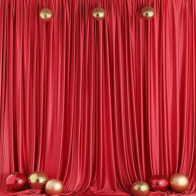 10x10ft Wrinkle Free Red Backdrop Curtain for Parties Soft Fabric Drapes Wedding Red Curtain Backdrop for Birthday Party Decorations Background for Photography 5x10ft, 2 Panels - Image 8