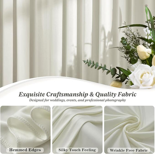 10 ft x 10 ft Wrinkle Free Beige Backdrop Curtain for Parties, 2 Panels 10ft Polyester Beige Photo Backdrop Drapes for Graduation Birthday Wedding Party Stage Curtains - Image 2